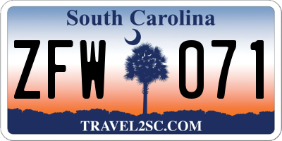 SC license plate ZFW071