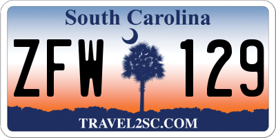 SC license plate ZFW129