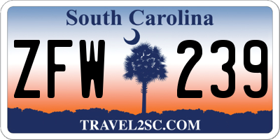 SC license plate ZFW239