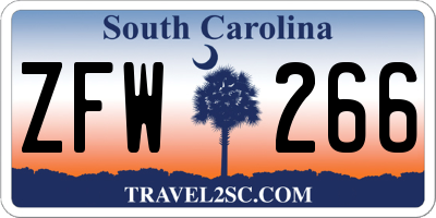 SC license plate ZFW266