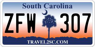 SC license plate ZFW307