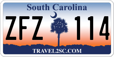 SC license plate ZFZ114