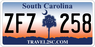 SC license plate ZFZ258