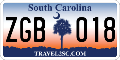 SC license plate ZGB018