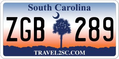 SC license plate ZGB289