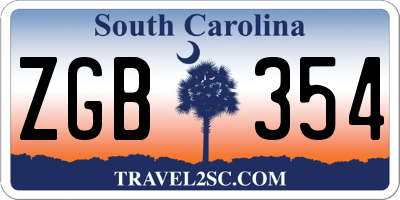 SC license plate ZGB354