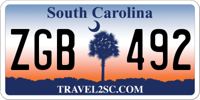 SC license plate ZGB492