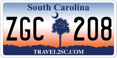 SC license plate ZGC208