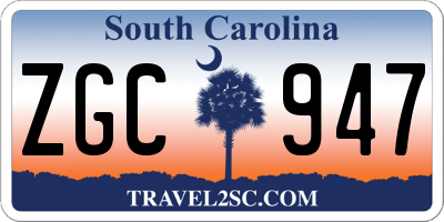 SC license plate ZGC947