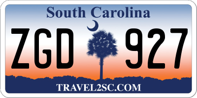 SC license plate ZGD927