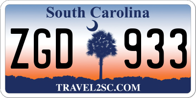 SC license plate ZGD933