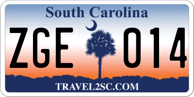 SC license plate ZGE014