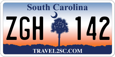 SC license plate ZGH142
