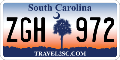 SC license plate ZGH972