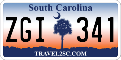 SC license plate ZGI341
