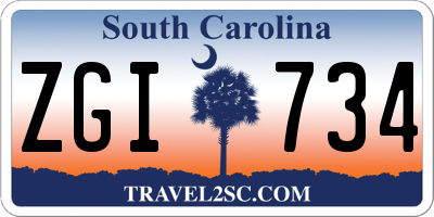 SC license plate ZGI734