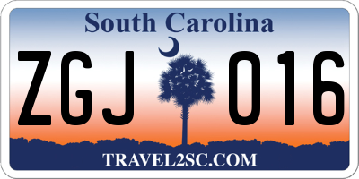SC license plate ZGJ016