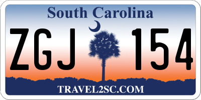 SC license plate ZGJ154
