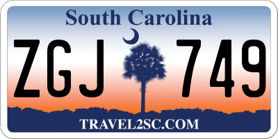 SC license plate ZGJ749