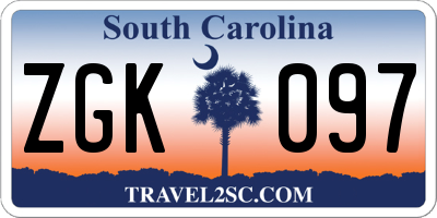SC license plate ZGK097