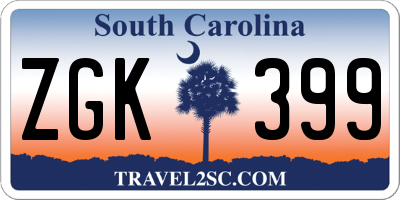 SC license plate ZGK399