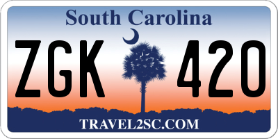 SC license plate ZGK420