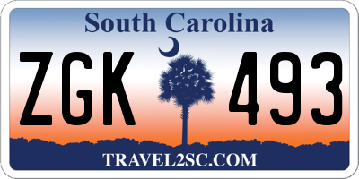 SC license plate ZGK493
