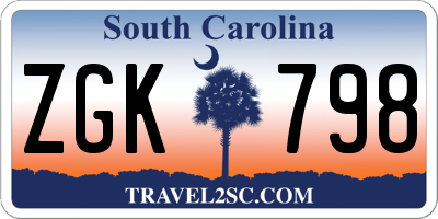 SC license plate ZGK798