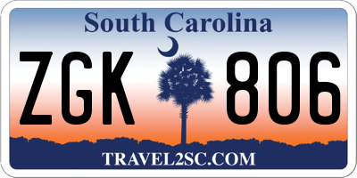 SC license plate ZGK806