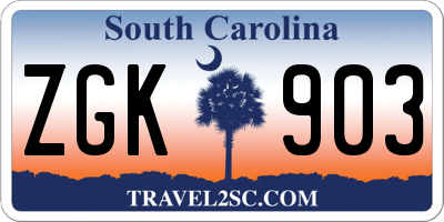 SC license plate ZGK903