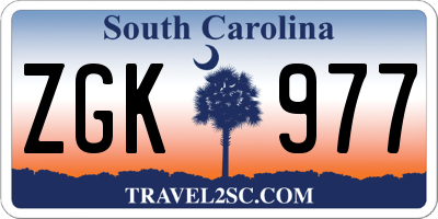 SC license plate ZGK977