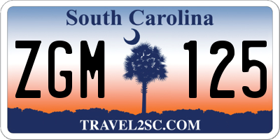 SC license plate ZGM125