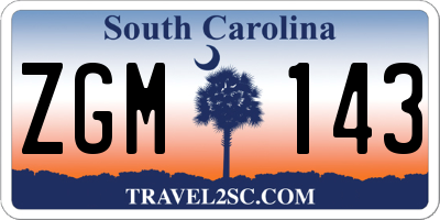 SC license plate ZGM143
