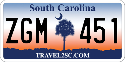 SC license plate ZGM451