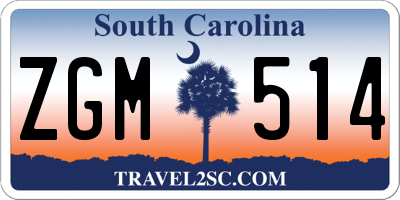 SC license plate ZGM514