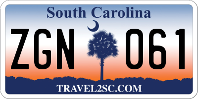 SC license plate ZGN061
