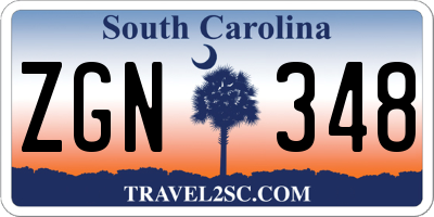 SC license plate ZGN348