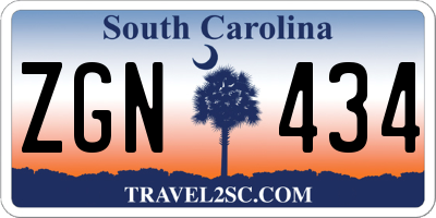 SC license plate ZGN434