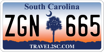 SC license plate ZGN665