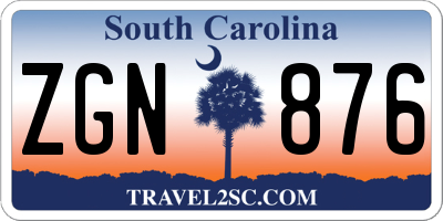 SC license plate ZGN876