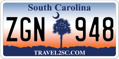 SC license plate ZGN948