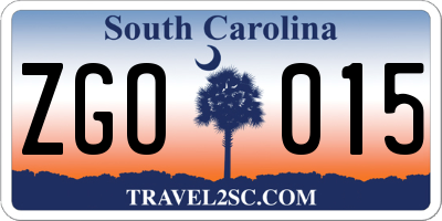 SC license plate ZGO015