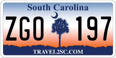 SC license plate ZGO197