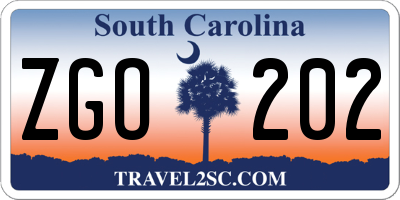 SC license plate ZGO202