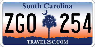 SC license plate ZGO254