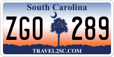 SC license plate ZGO289