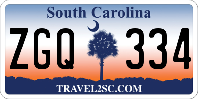 SC license plate ZGQ334