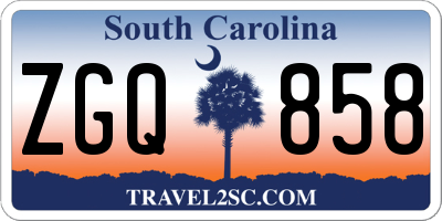 SC license plate ZGQ858