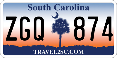 SC license plate ZGQ874