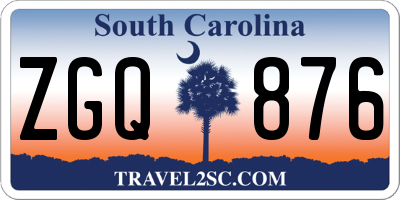 SC license plate ZGQ876